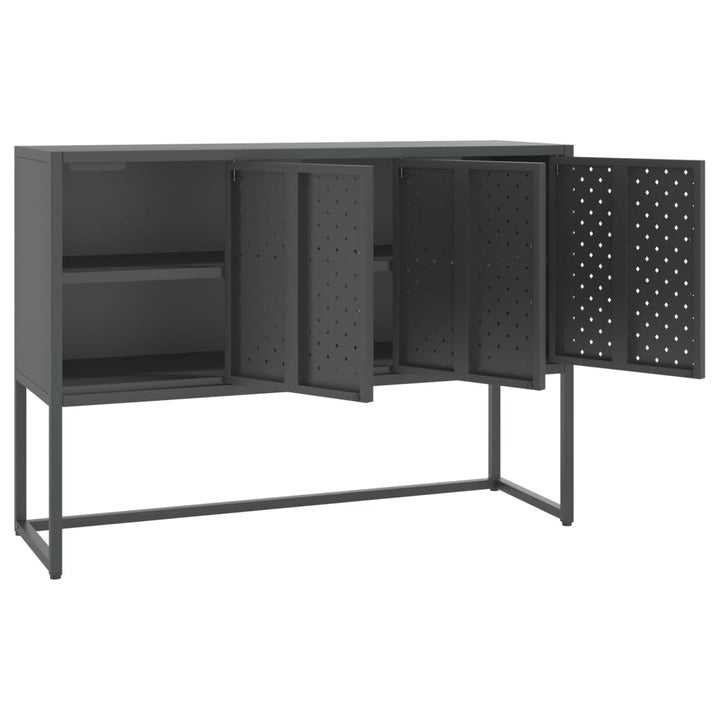 skænk 105x35x75 cm stål og glas antracitgrå