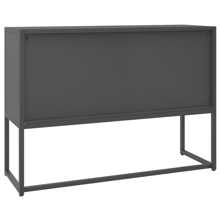 skænk 105x35x75 cm stål og glas antracitgrå