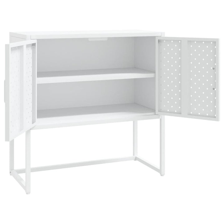 skænk 75x35x75 cm stål og glas hvid