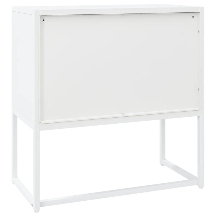 skænk 75x35x75 cm stål og glas hvid