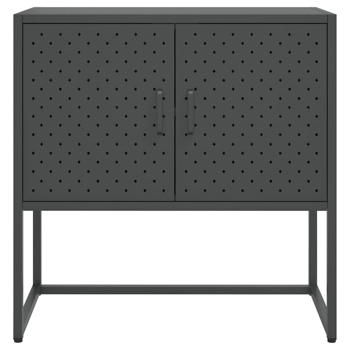 skænk 75x35x75 cm stål og glas antracitgrå