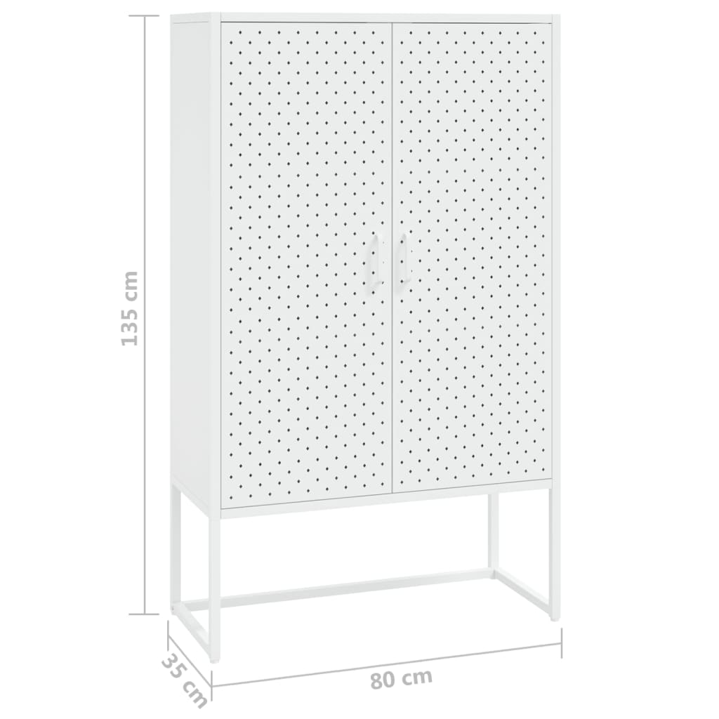 højskab 80x35x135 cm stål hvid