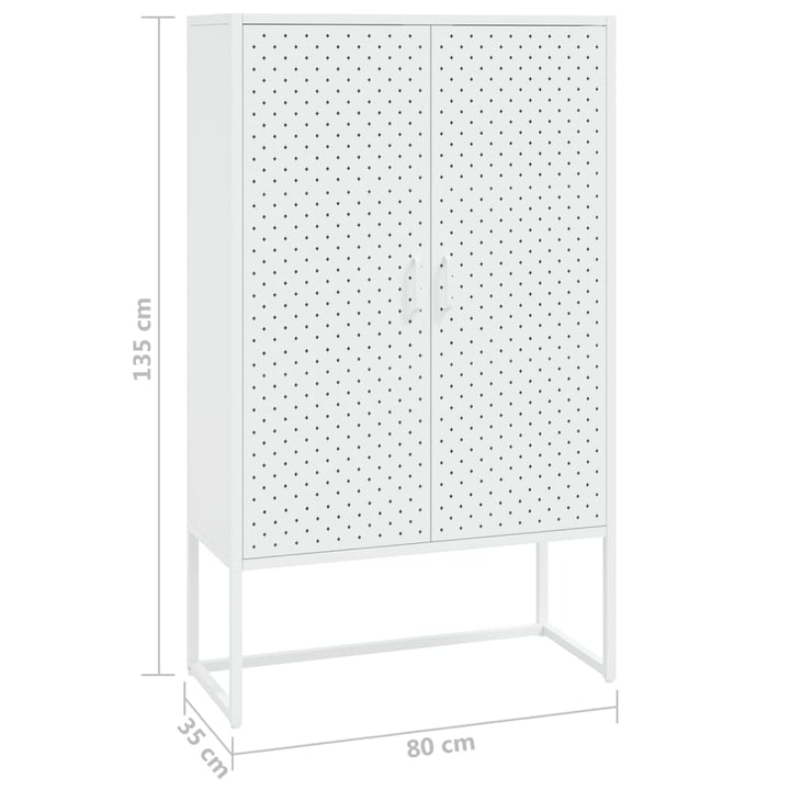 højskab 80x35x135 cm stål hvid