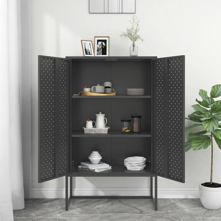 højskab 80x35x135 cm stål antracitgrå