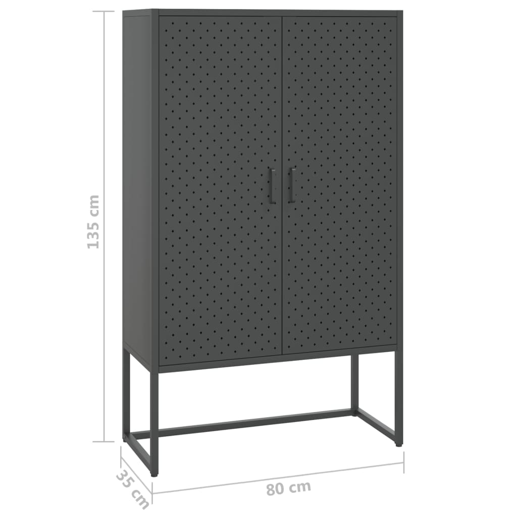 højskab 80x35x135 cm stål antracitgrå