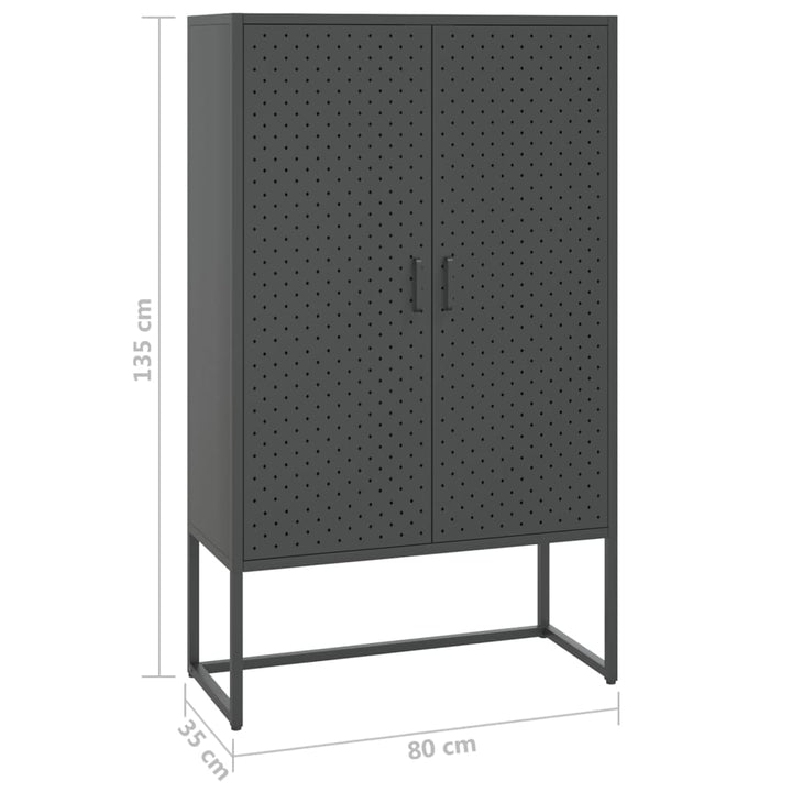 højskab 80x35x135 cm stål antracitgrå