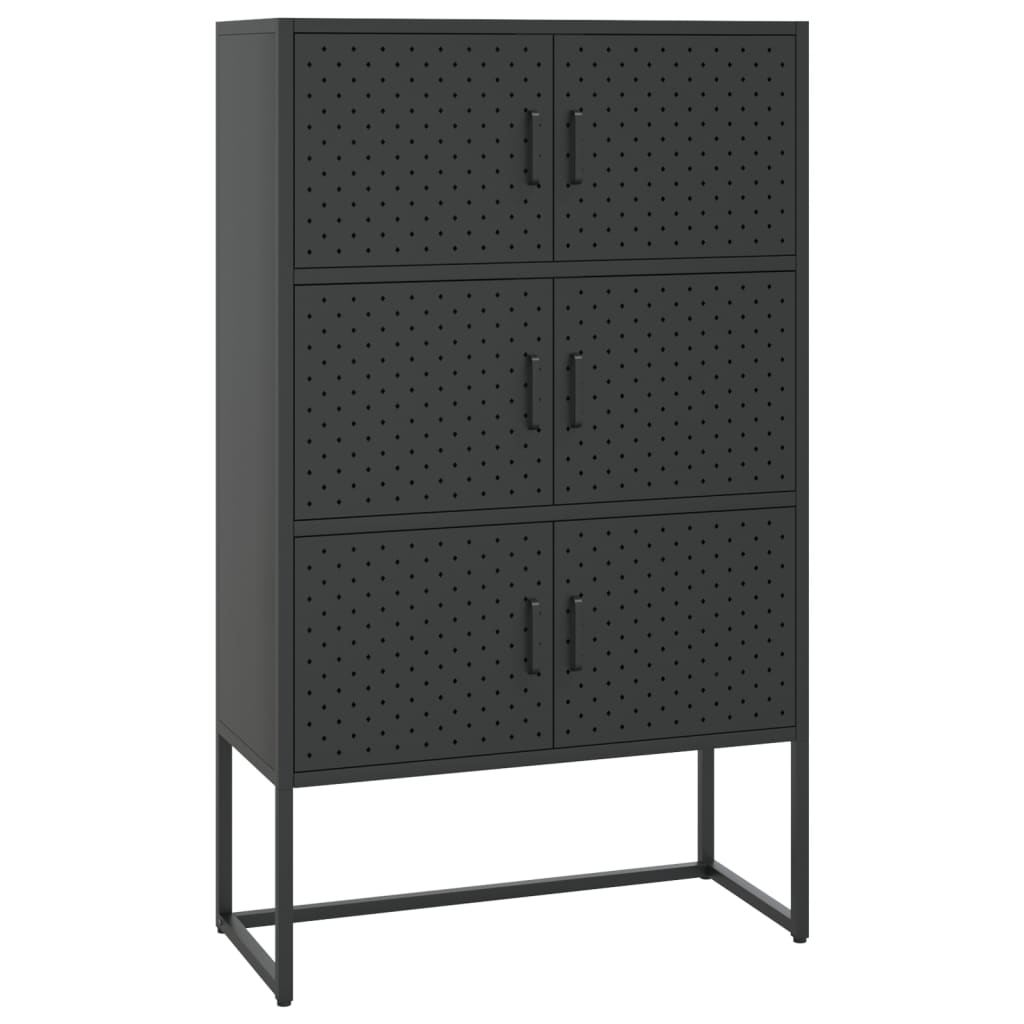 højskab 80x35x135 cm stål sort