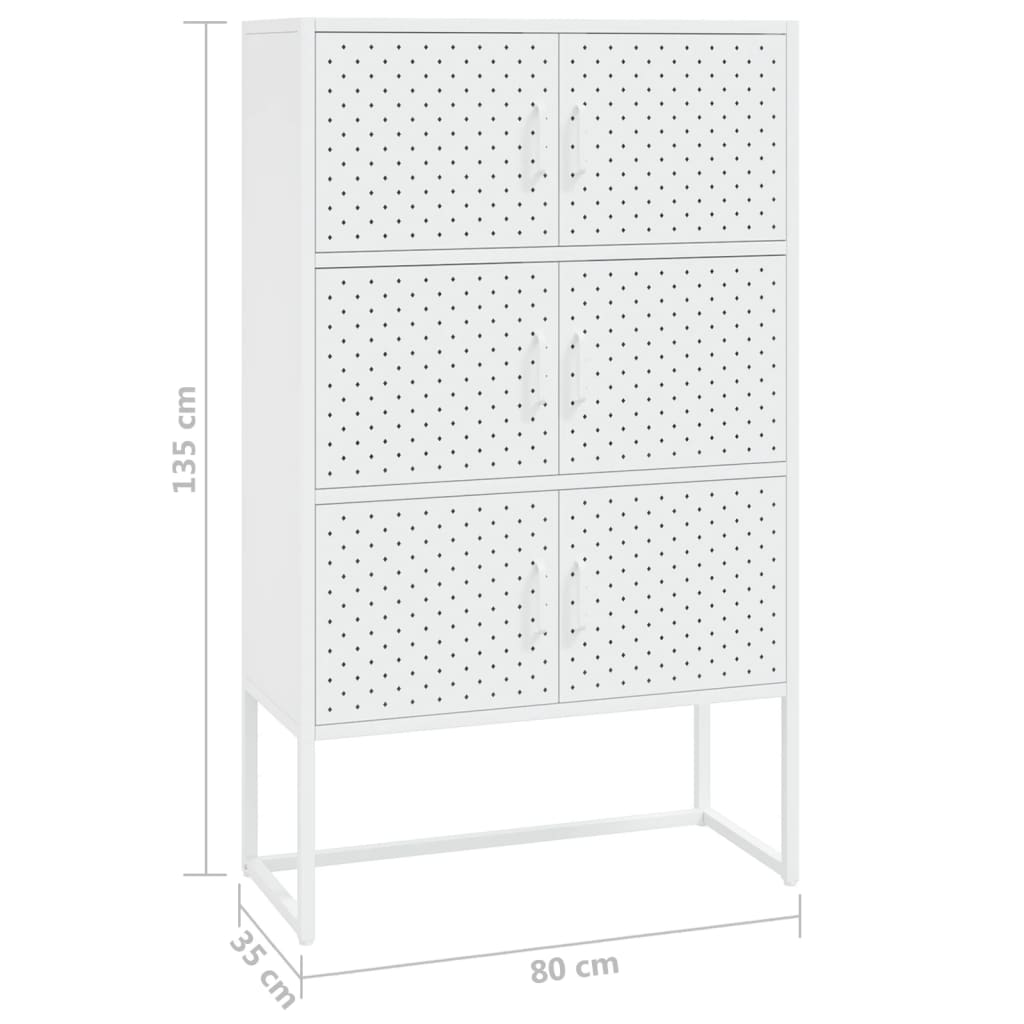 højskab 80x35x135 cm stål hvid