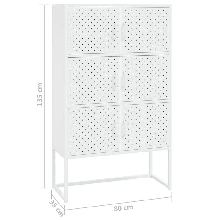 højskab 80x35x135 cm stål hvid