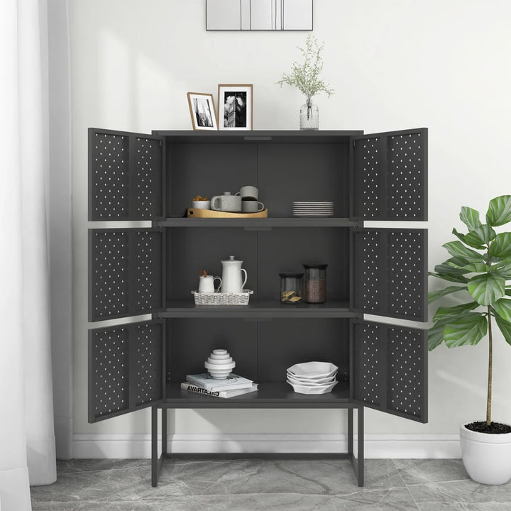 højskab 80x35x135 cm stål antracitgrå