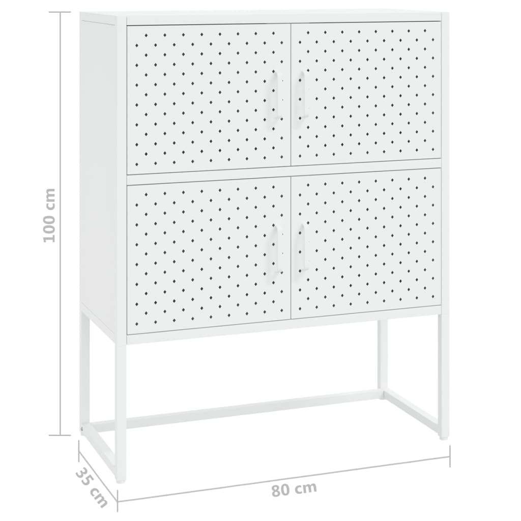 højskab 80x35x100 cm stål hvid
