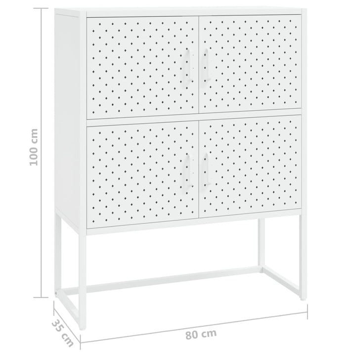 højskab 80x35x100 cm stål hvid