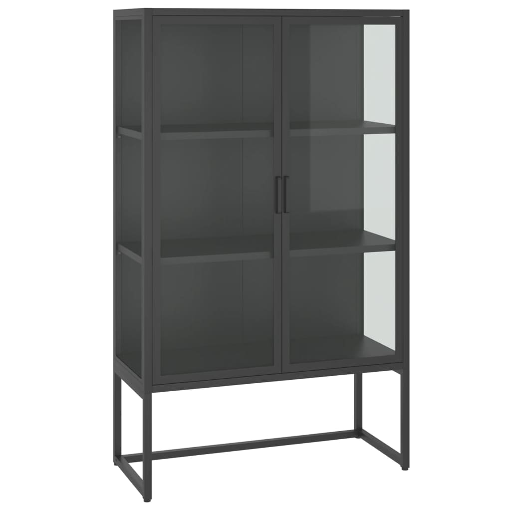 højskab 80x35x135 cm stål og hærdet glas antracitgrå