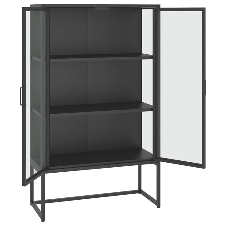 højskab 80x35x135 cm stål og hærdet glas antracitgrå