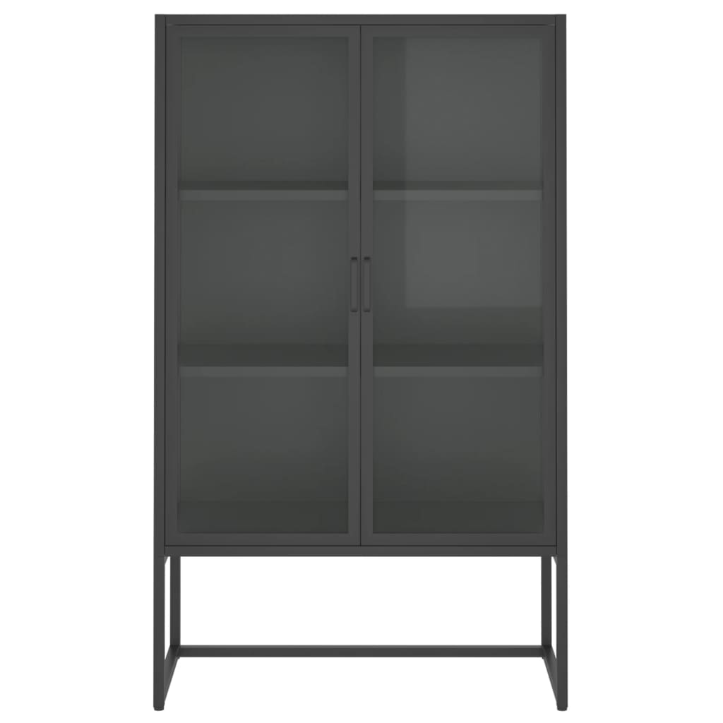 højskab 80x35x135 cm stål og hærdet glas antracitgrå