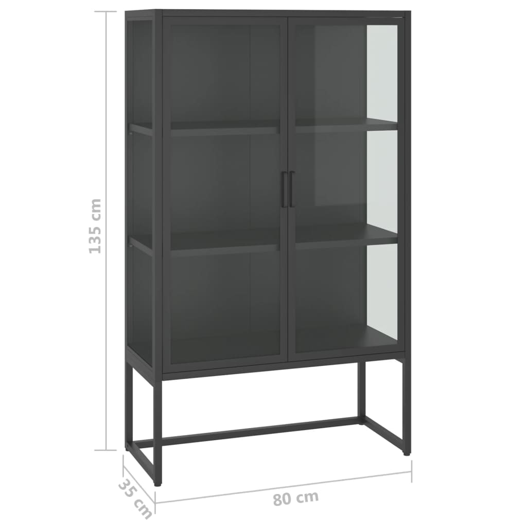højskab 80x35x135 cm stål og hærdet glas antracitgrå