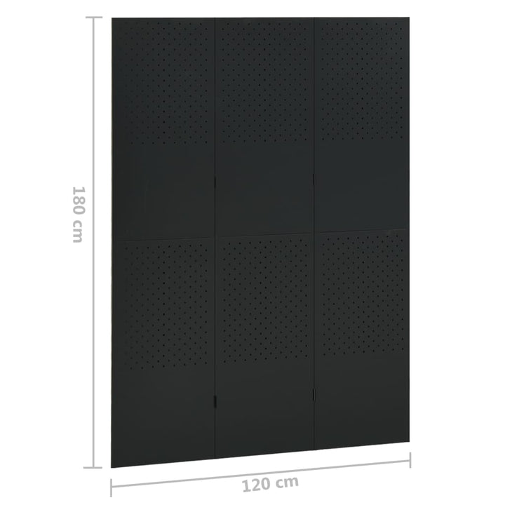 3-panels rumdeler 120x180 cm stål sort