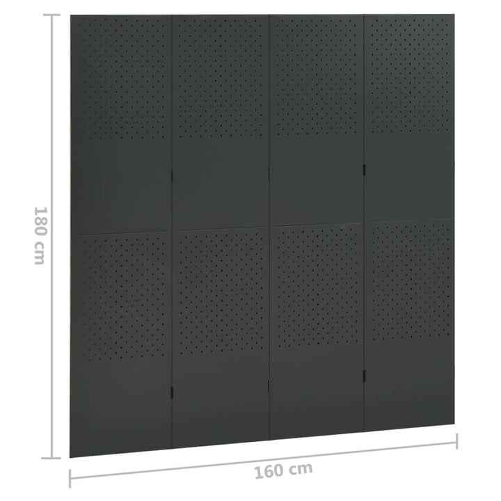 4-panels rumdeler 160x180 cm stål antracitgrå