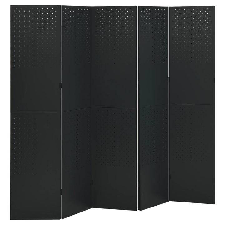 5-panels rumdeler 200x180 cm stål sort
