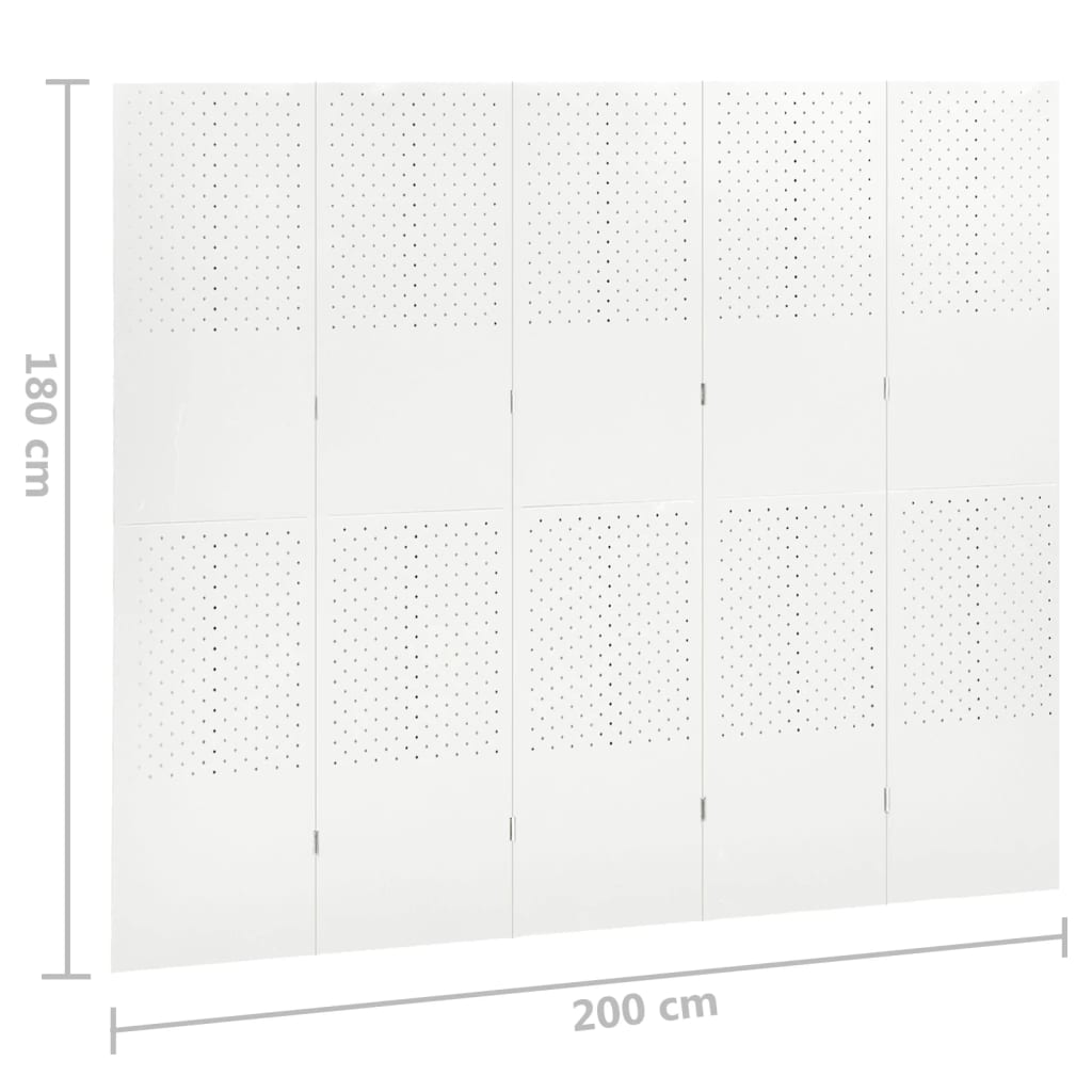 5-panels rumdeler 200x180 cm stål hvid