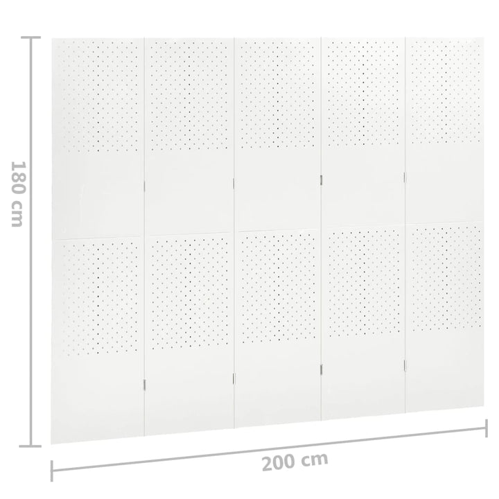 5-panels rumdeler 200x180 cm stål hvid