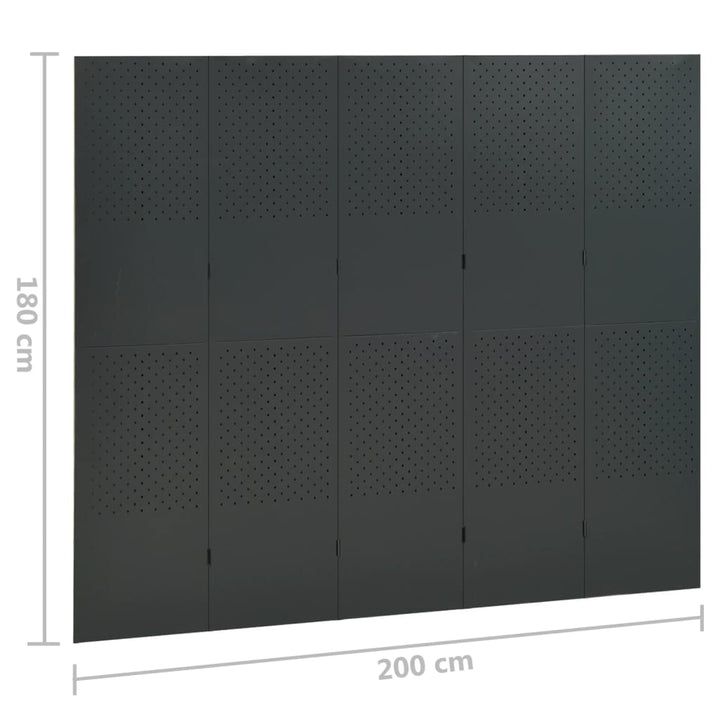 5-panels rumdeler 200x180 cm stål antracitgrå