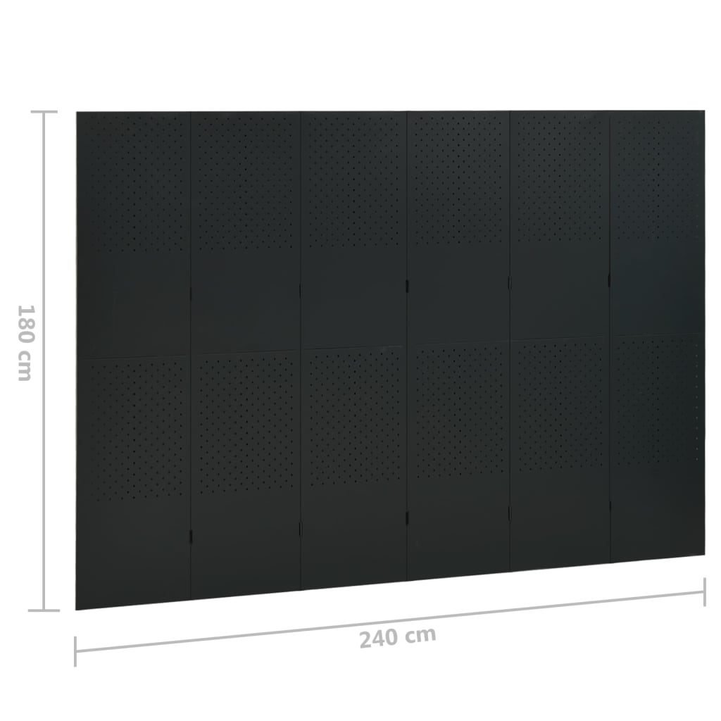 6-panels rumdeler 240x180 cm stål sort