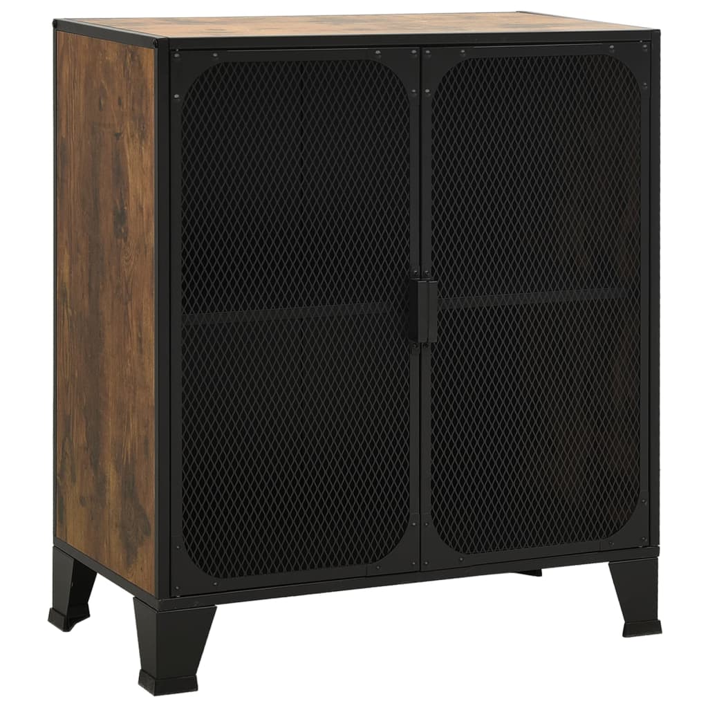 opbevaringsskab 72x36x82 cm metal og MDF rustikbrun