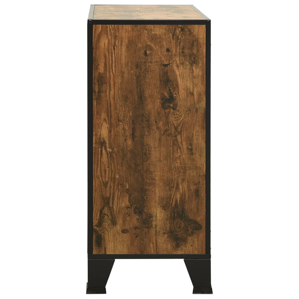 opbevaringsskab 72x36x82 cm metal og MDF rustikbrun