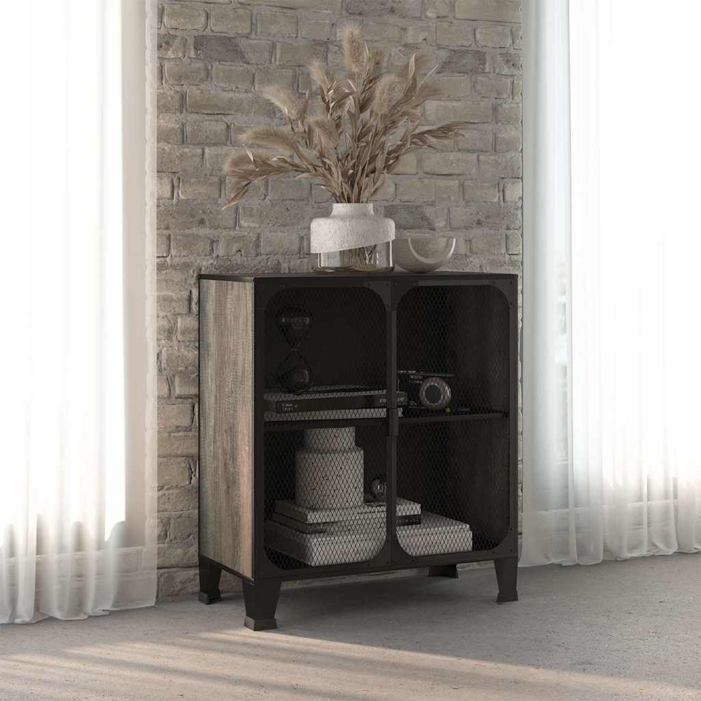 opbevaringsskab 72x36x82 cm metal og MDF grå