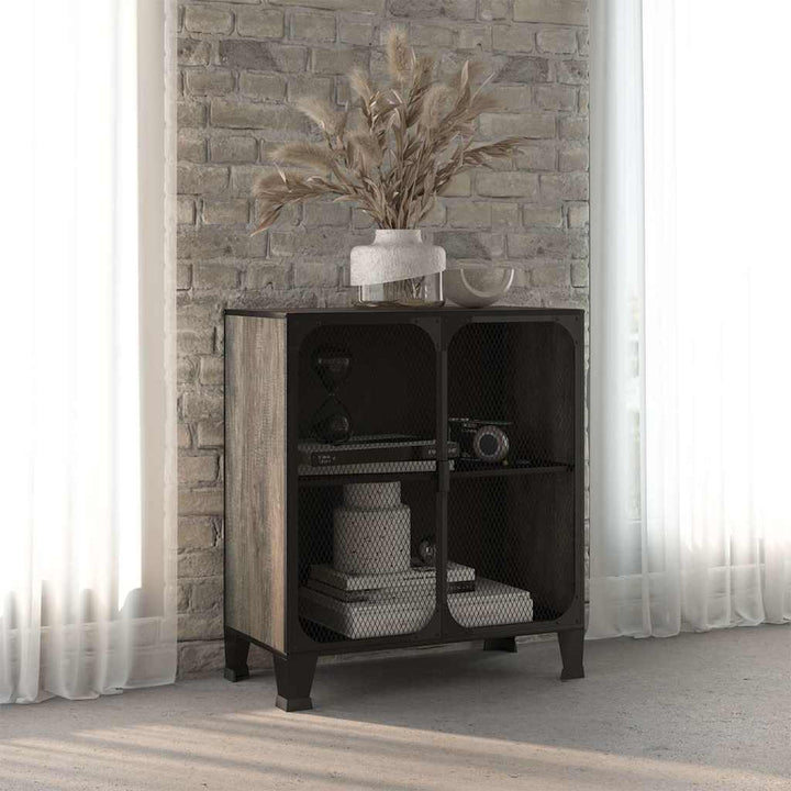 opbevaringsskab 72x36x82 cm metal og MDF grå