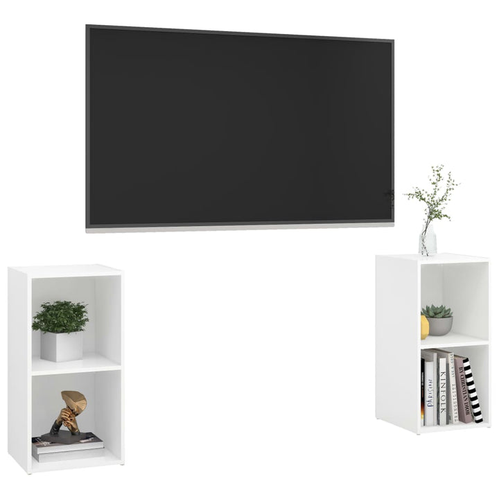 tv-skabe 2 stk. 72x35x36,5 cm konstrueret træ hvid