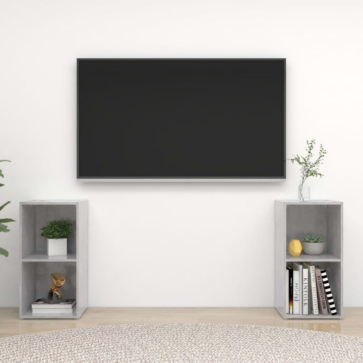 tv-skabe 2 stk. 72x35x36,5 cm konstrueret træ betongrå