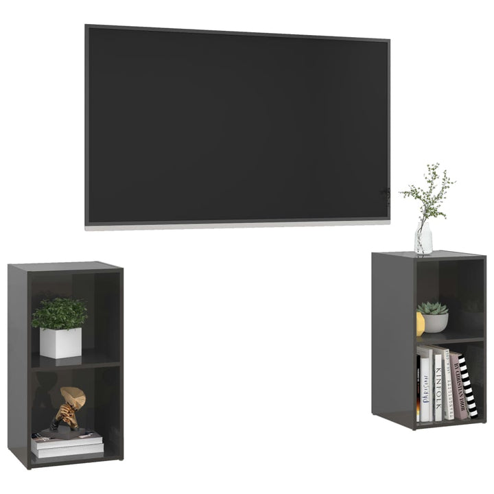 tv-skabe 2 stk. 72x35x36,5 cm konstrueret træ grå højglans