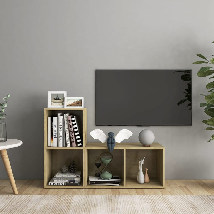 tv-skabe 2 stk. 72x35x36,5 cm konstrueret træ sonoma-eg
