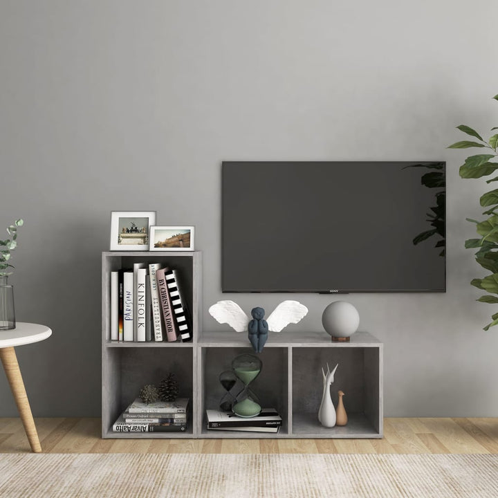 tv-skabe 2 stk. 72x35x36,5 cm konstrueret træ betongrå