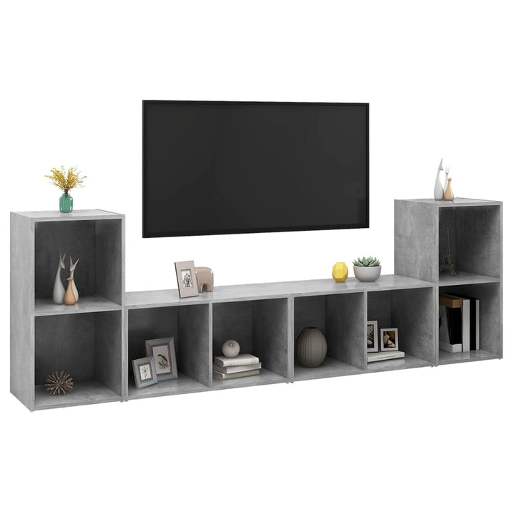 tv-skabe 4 stk. 72x35x36,5 cm konstrueret træ betongrå