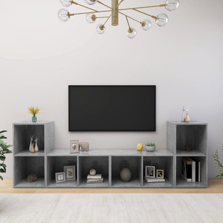 tv-skabe 4 stk. 72x35x36,5 cm konstrueret træ betongrå