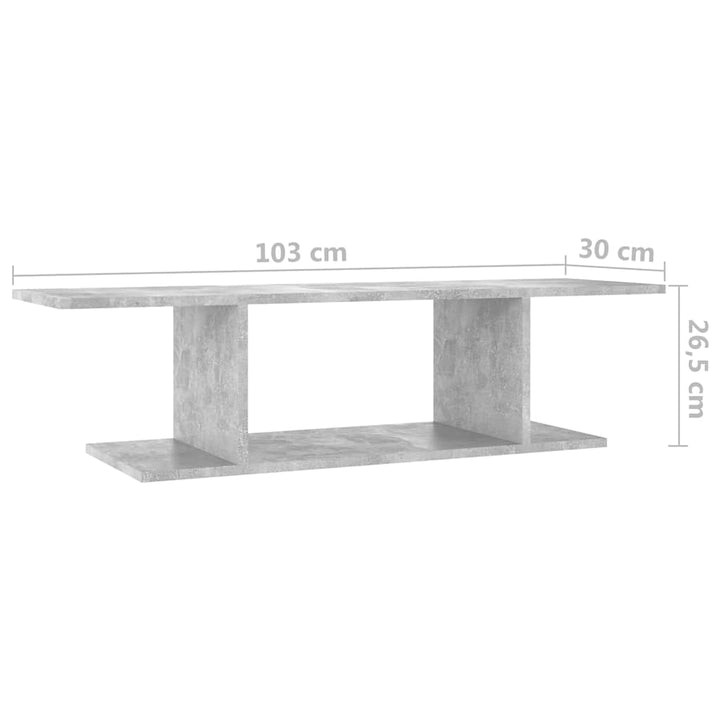 væghængt tv-skab 103x30x26,5 cm betongrå