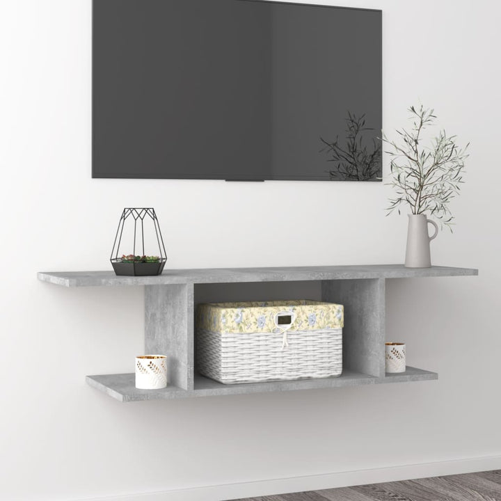 væghængt tv-skab 103x30x26,5 cm betongrå