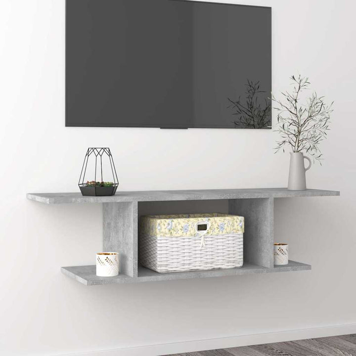 væghængt tv-skab 103x30x26,5 cm betongrå