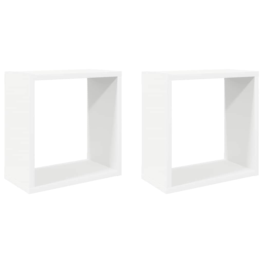 væghylder 2 stk. 30x15x30 cm kubeformet hvid