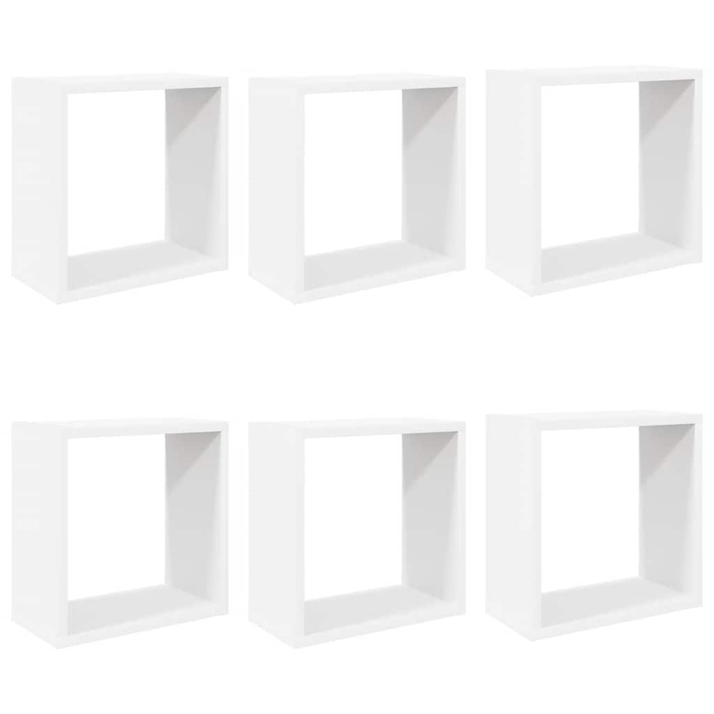 væghylder 6 stk. 30x15x30 cm kubeformet hvid