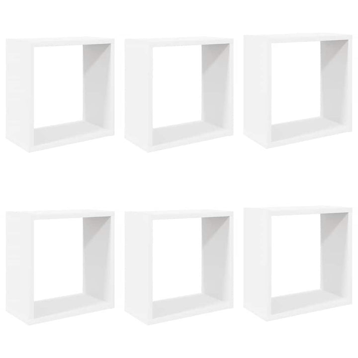 væghylder 6 stk. 30x15x30 cm kubeformet hvid