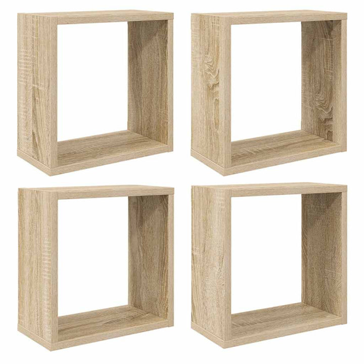 væghylder 4 stk. 30x15x30 cm kubeformet sonoma-eg