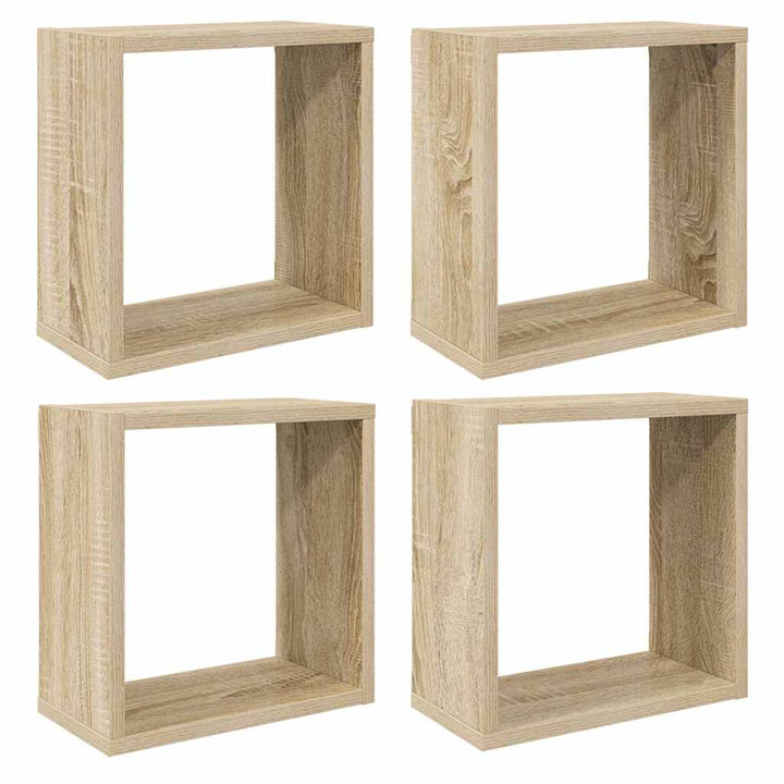 væghylder 4 stk. 30x15x30 cm kubeformet sonoma-eg