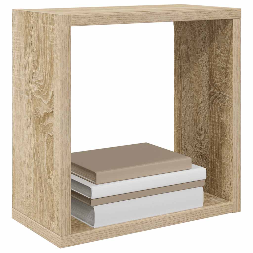 væghylder 4 stk. 30x15x30 cm kubeformet sonoma-eg