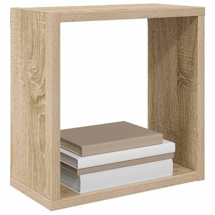 væghylder 4 stk. 30x15x30 cm kubeformet sonoma-eg