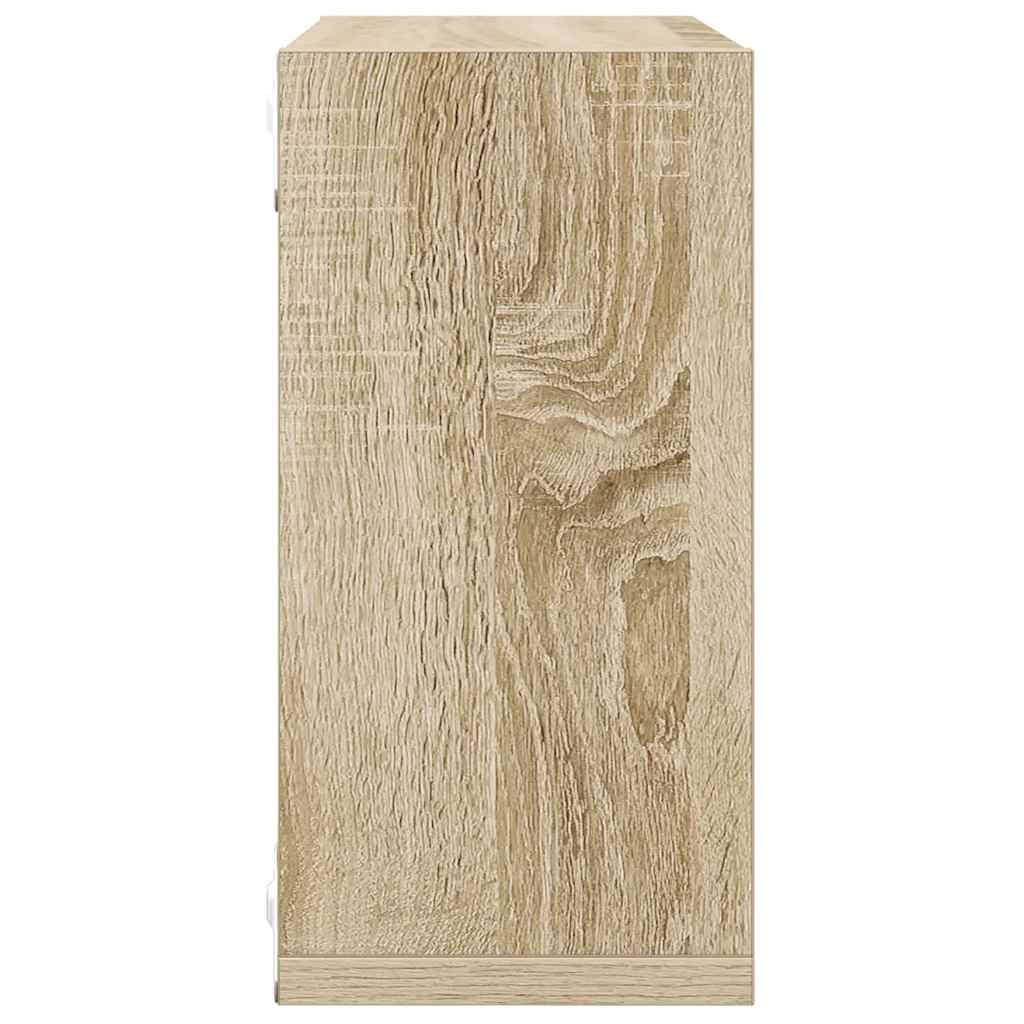 væghylder 4 stk. 30x15x30 cm kubeformet sonoma-eg