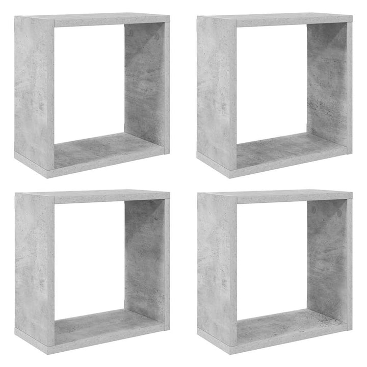 væghylder 4 stk. 30x15x30 cm kubeformet betongrå